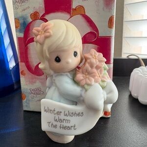 Precious Moments Winter Wishes Figurine - Cream and Pink
